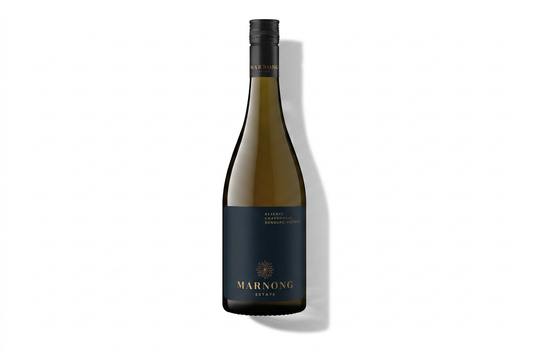 Marnong Estate Reserve Chardonnay bottle with wide white framing
